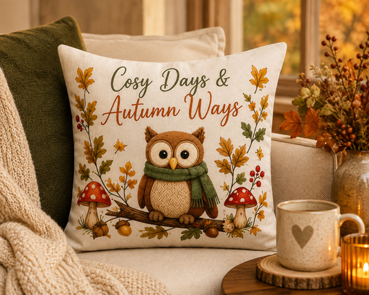 Cosy Days & Autumn Ways – Owl Cushion