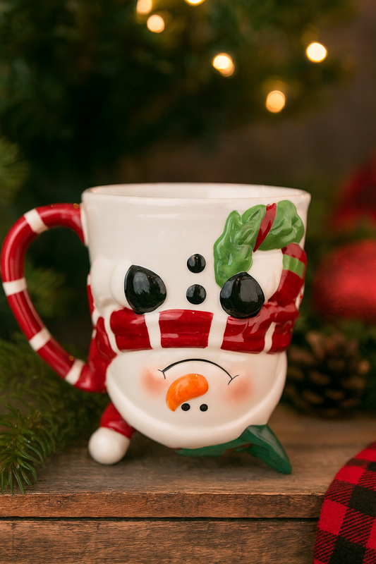 UPSIDE DOWN SNOWMAN MUG, 12CM