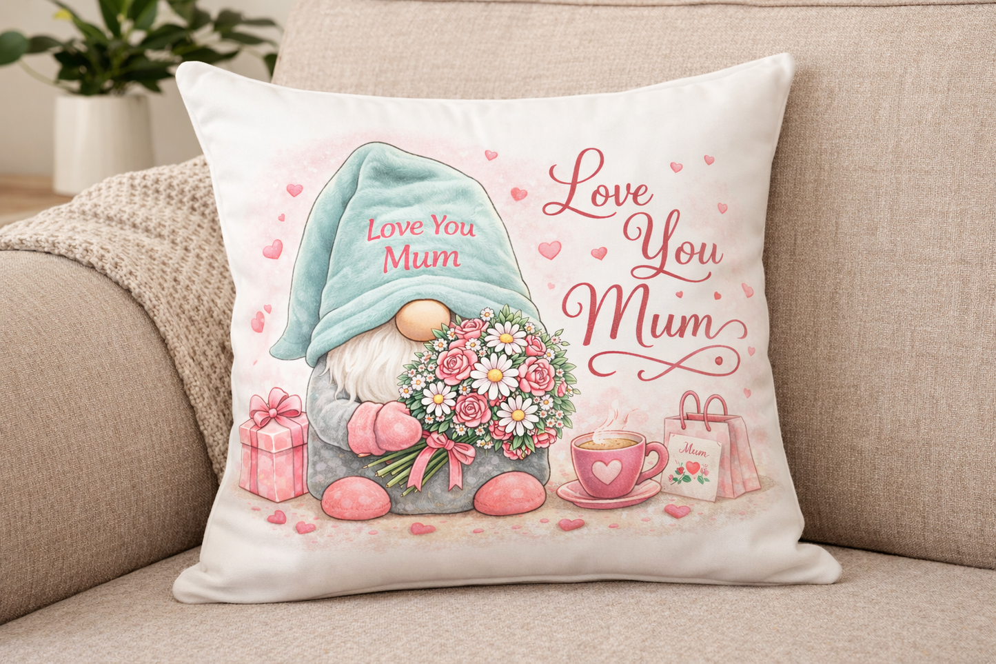 Love You Mum Gonk Cushion 40 x 40cm
