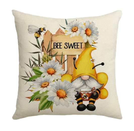 Bee Sweet Gnome Linen Cushion, Gonk, Nordic, Swedish tomte