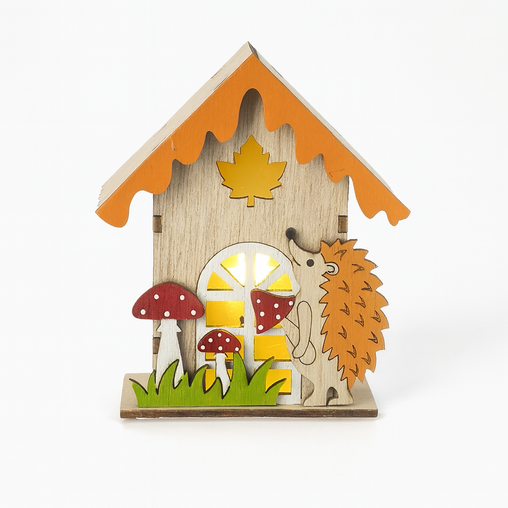 Wooden LED Hedgehog House,
