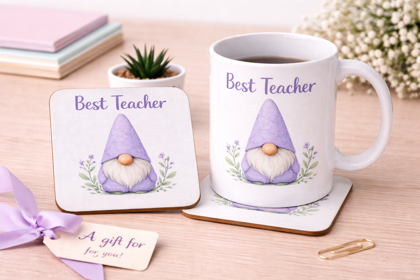 Best Teacher Mug & Coaster Gift Set – Forever Gnomes UK