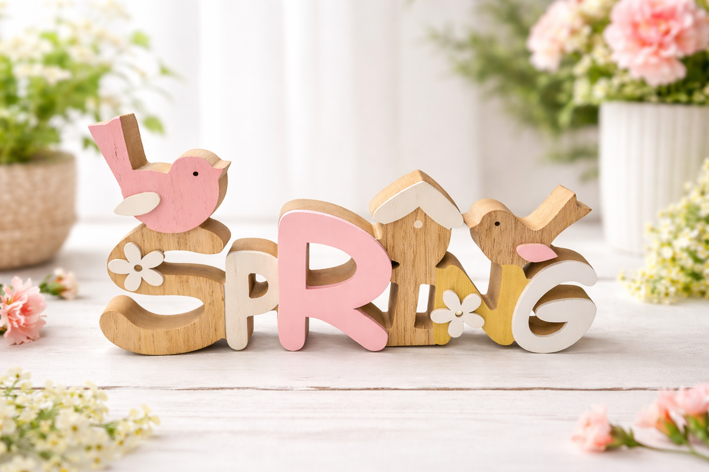 Wooden “Spring” Word Block Decoration