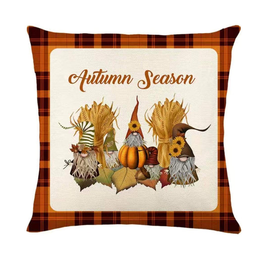 Autumn Season Gnome Linen Cushion Cover, Gonk, Nordic, Swedish Tomte