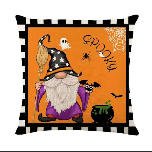 Spooky Gonk Halloween Linen Cushion Cover, Nordic, Gnome, Swedish Tomte