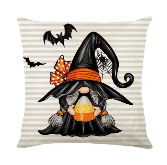 Halloween Gonk Witch Linen Cushion Cover, Nordic, Gnomes, Swedish Tomte