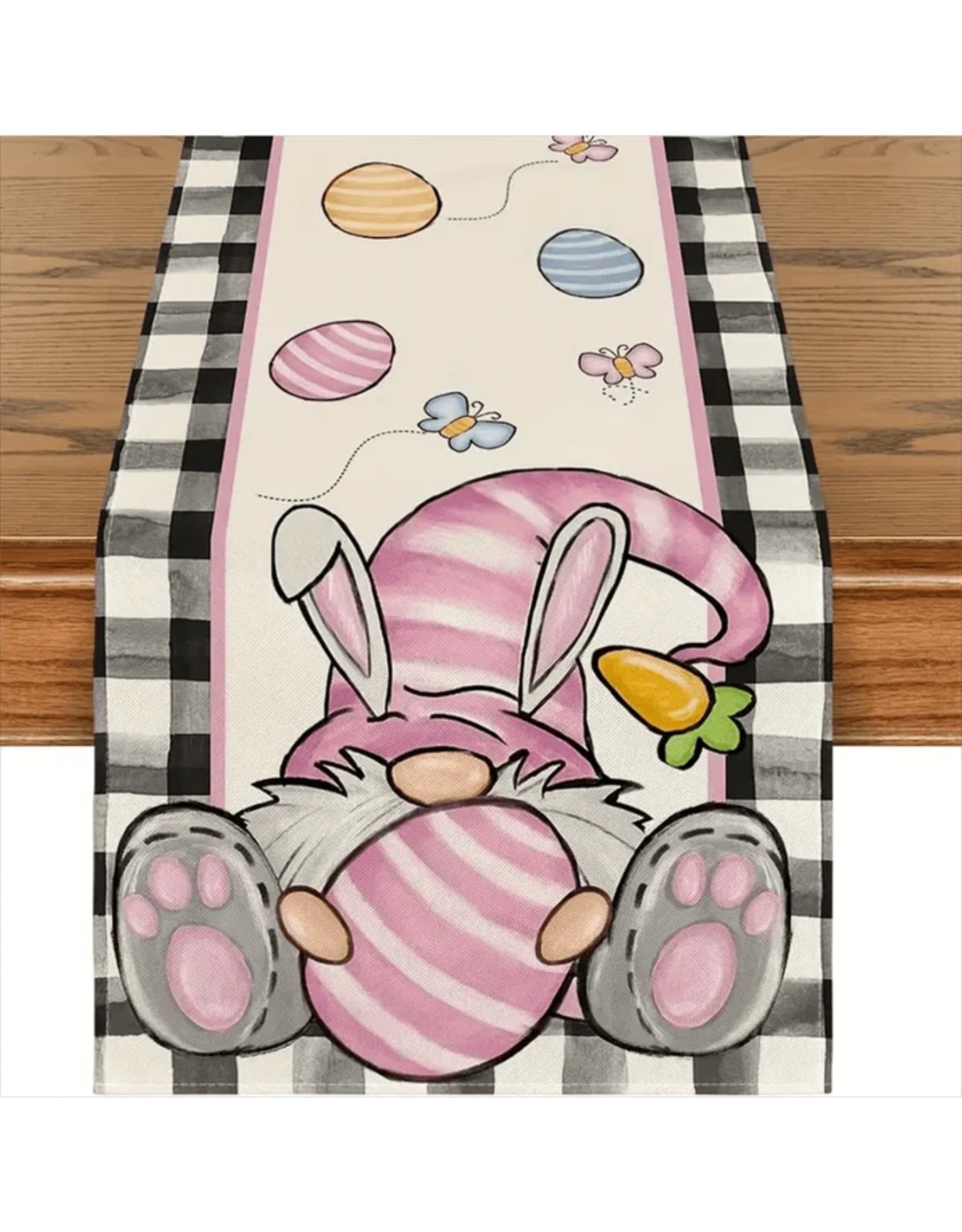 Easter Egg Gnome Table Runner, pink and Grey. Gonk, Nordic, Swedish Tomte