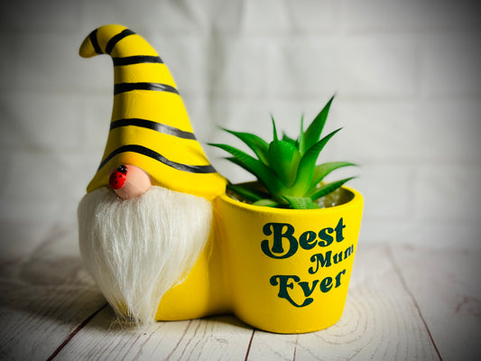 Ceramic Best Mum Ever Bumble Bee Gonk Plant Pot