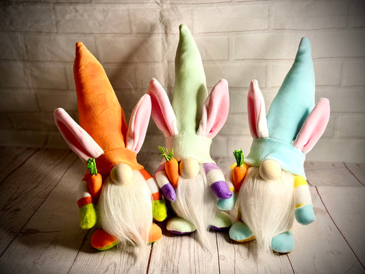 Handmade Easter Bunny Gonk with Carrot, Nordic Gnome, Swedish Tomte