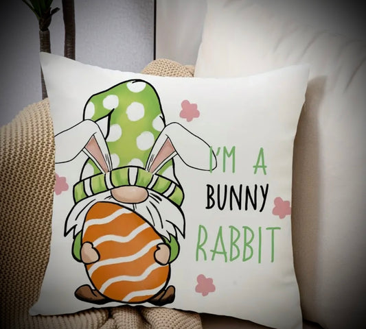 I’m a Easter Bunny Gnome Linen Cushion, Nordic Gnome, Swedish Tomte, Gonk