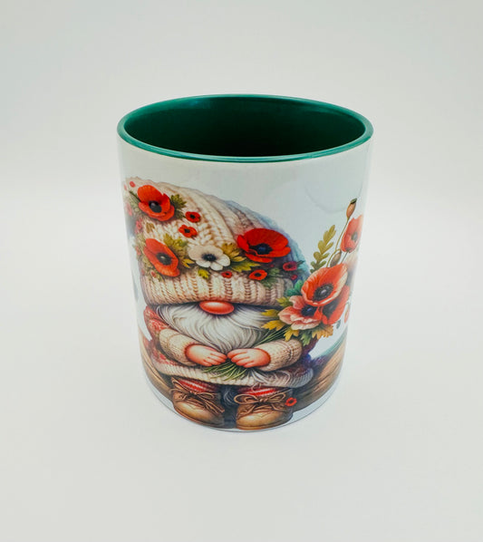 Handmade Poppy Gnome Mug (Log), Nordic, Gonk, Swedish Tomte