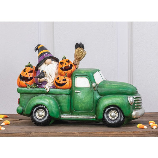 Halloween Ceramic Gnome Truck with LED Lights, Nordic, Nordic Gnome, Gonk, Swedish Tomte