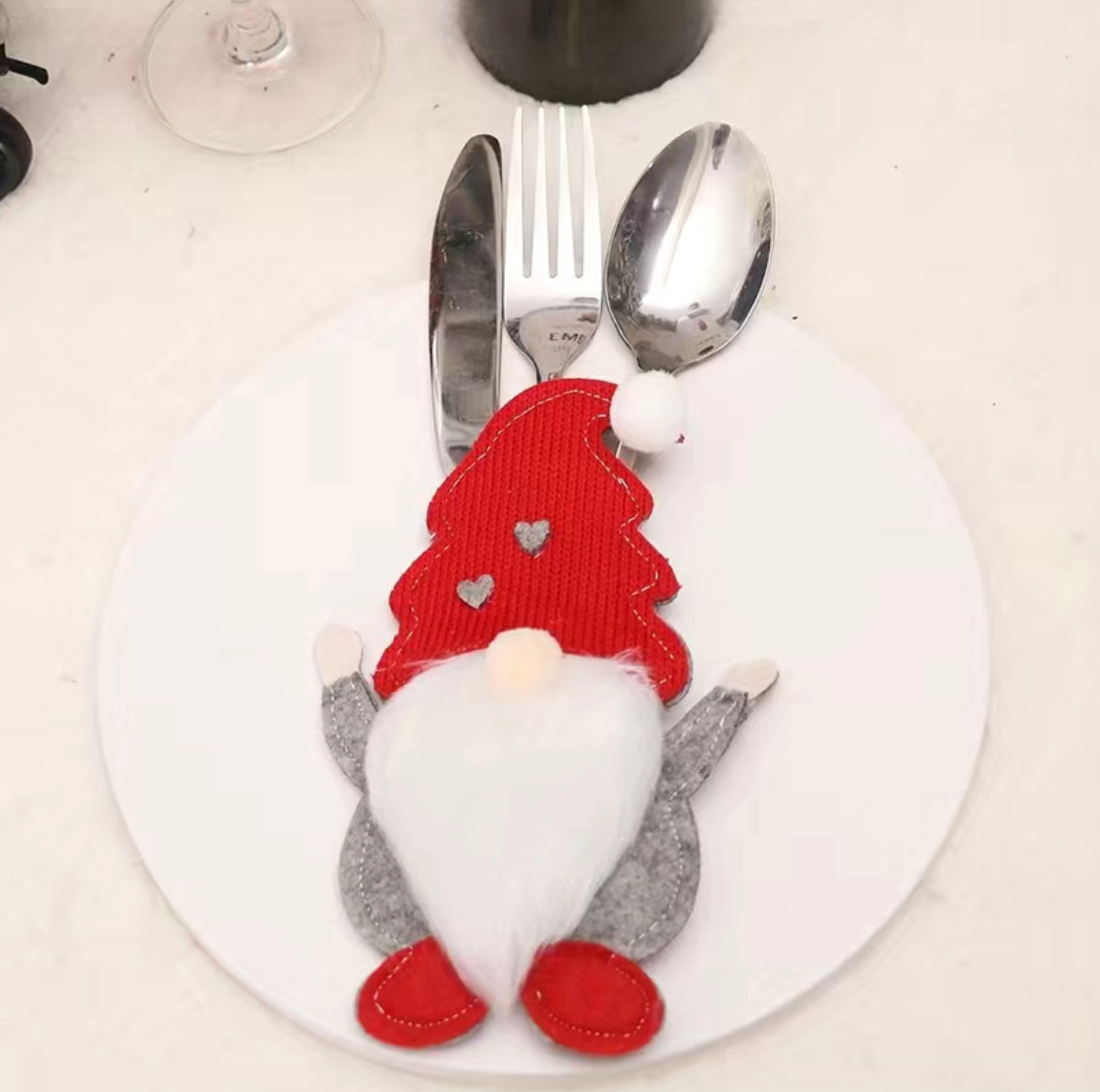 Christmas Gonk Felt Cutlery Holder Bag, Nordic, Gnome, Swedish Tomte