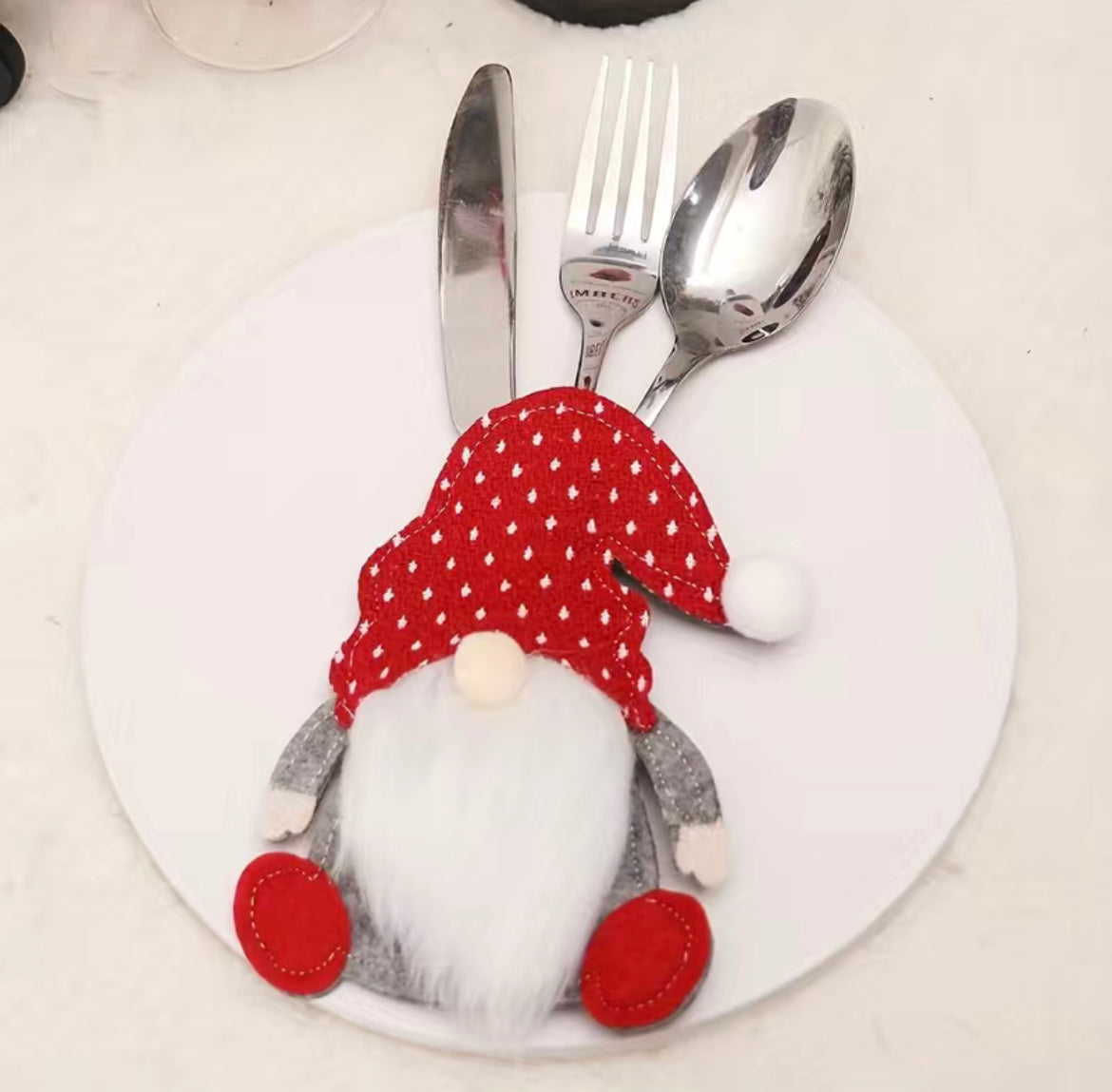 Christmas Gonk Felt Cutlery Holder Bag, Nordic, Gnome, Swedish Tomte