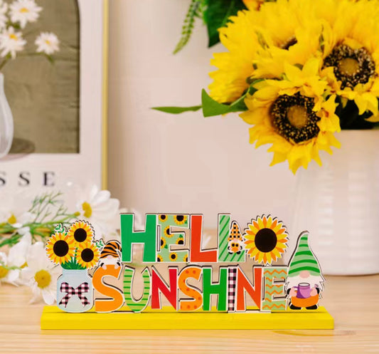 Hello Sunshine Gonk Wooden Block, Gnome, Nordic, Swedish Tomte,