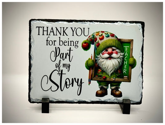 Handmade Thank You Teacher Slate and Stand, Gonk, Nordic, Gnome, Swedish Tomte, Teacher Gift