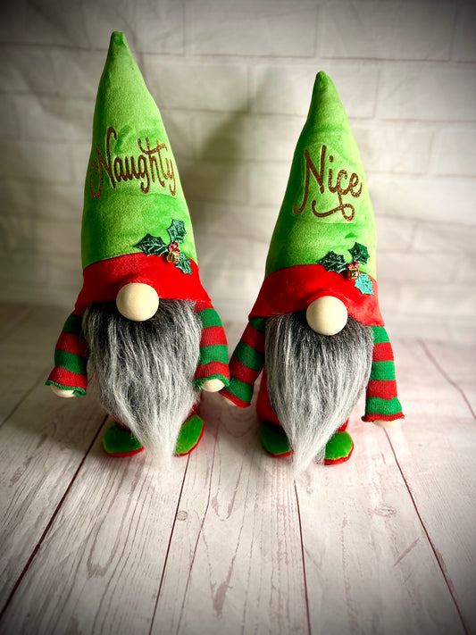 Handmade Naughty and Nice Christmas Gonks, Nordic, Gnome, Swedish Tomte