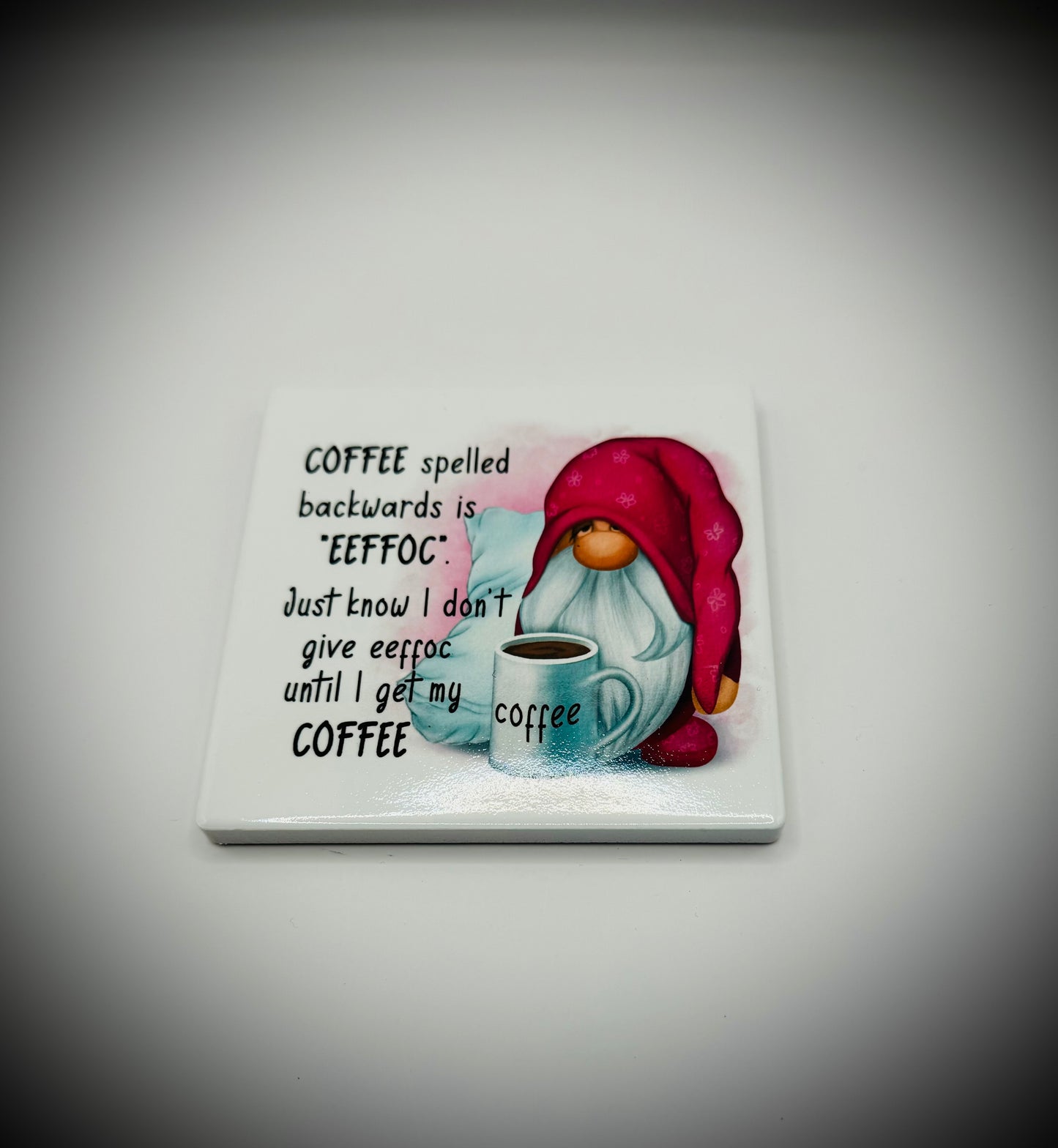 Handmade Coffee Spelt Backwards Ceramic Coaster