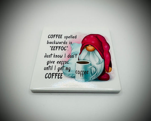 Handmade Coffee Spelt Backwards Ceramic Coaster