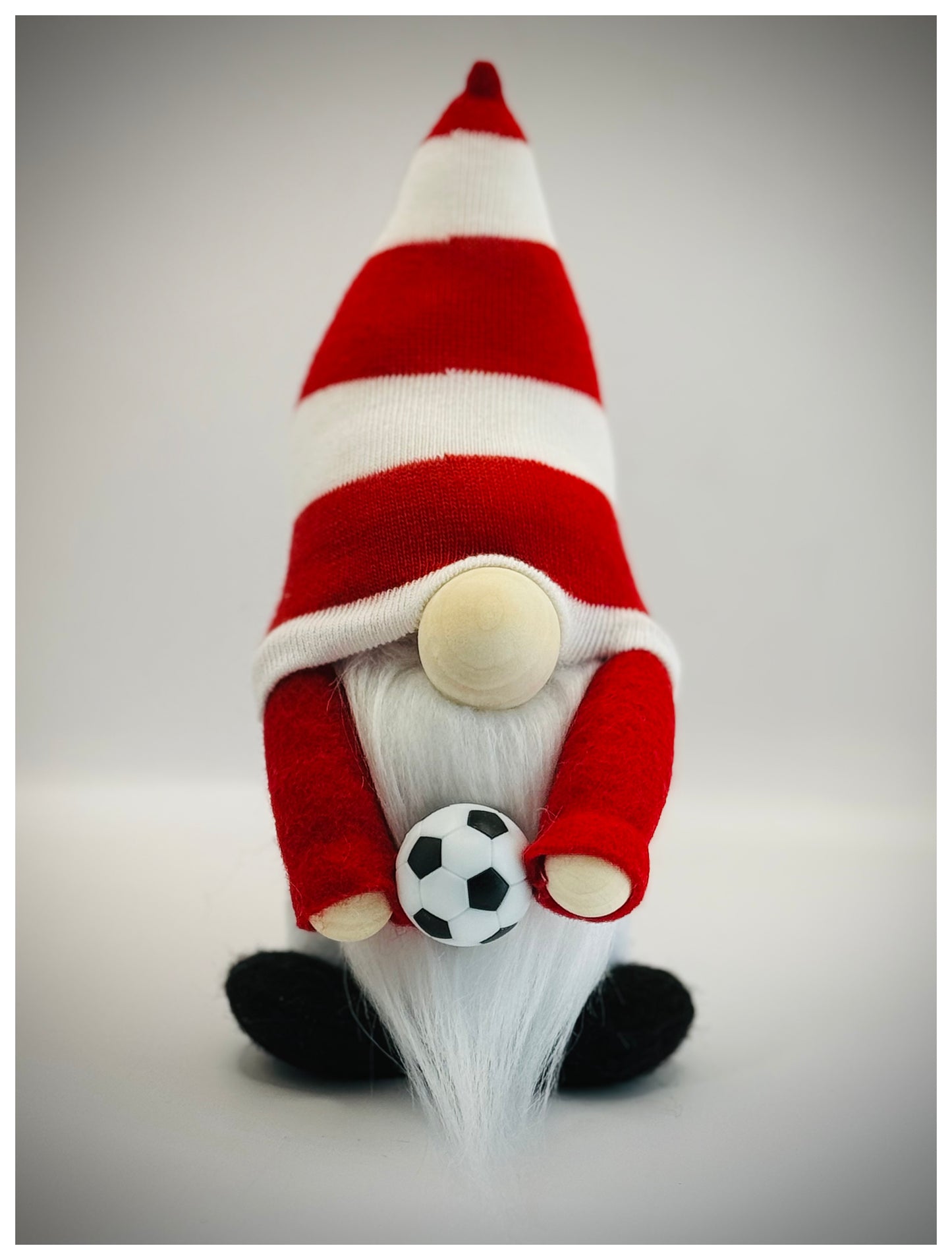 Handmade Red and White Striped Football Gonk, Nordic, Gnome, Swedish Tomte