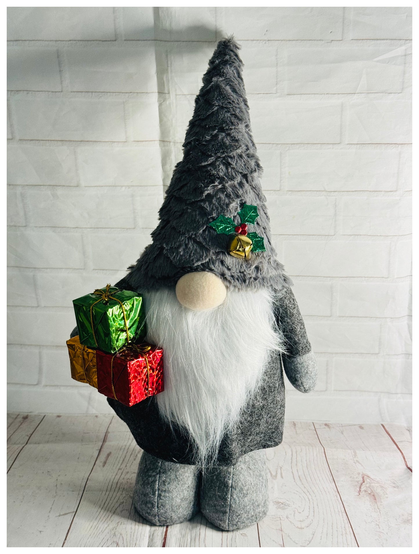 Christmas Telescopic Gonk with Gifts and holly, Nordic, Gnome, Swedish Tomte