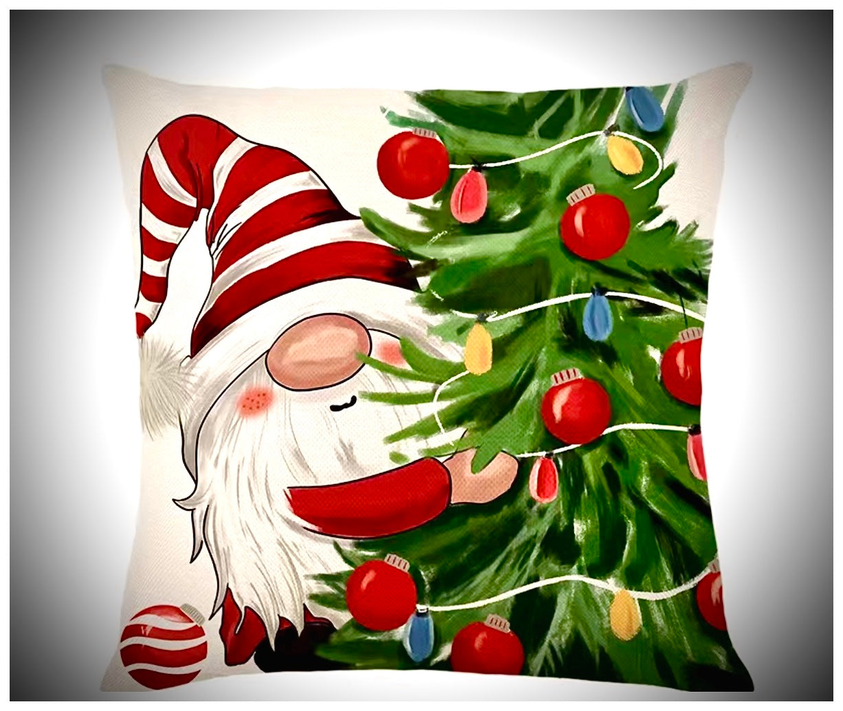 Linen Gonk Christmas Tree Cushion Cover, Nordic, Gnome, Swedish Tomte
