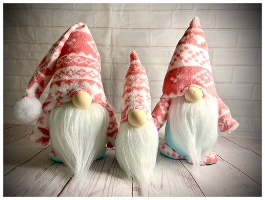 Handmade Pink and White Christmas Gonks, Nordic, Gnome, Swedish Tomte