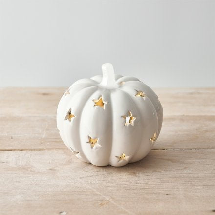 LED Ceramic Pumpkin White 8cm