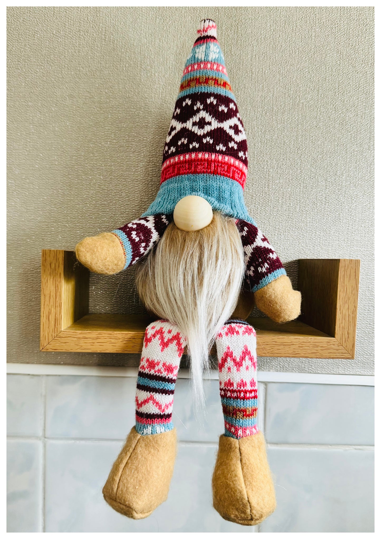 Handmade Autumn Blue Shelf Sitter Gonk, Nordic Gnome, Swedish Tomte