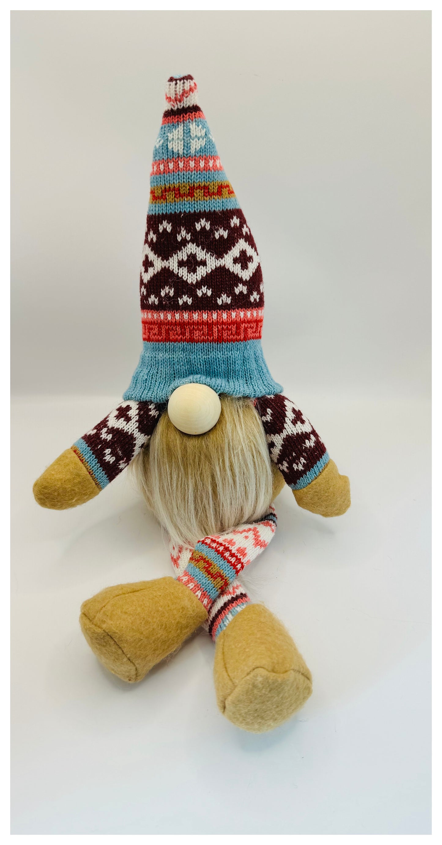 Handmade Autumn Blue Shelf Sitter Gonk, Nordic Gnome, Swedish Tomte