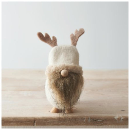 Mini Gonk with Antlers, Beige, Nordic Gnome, Swedish Tomte