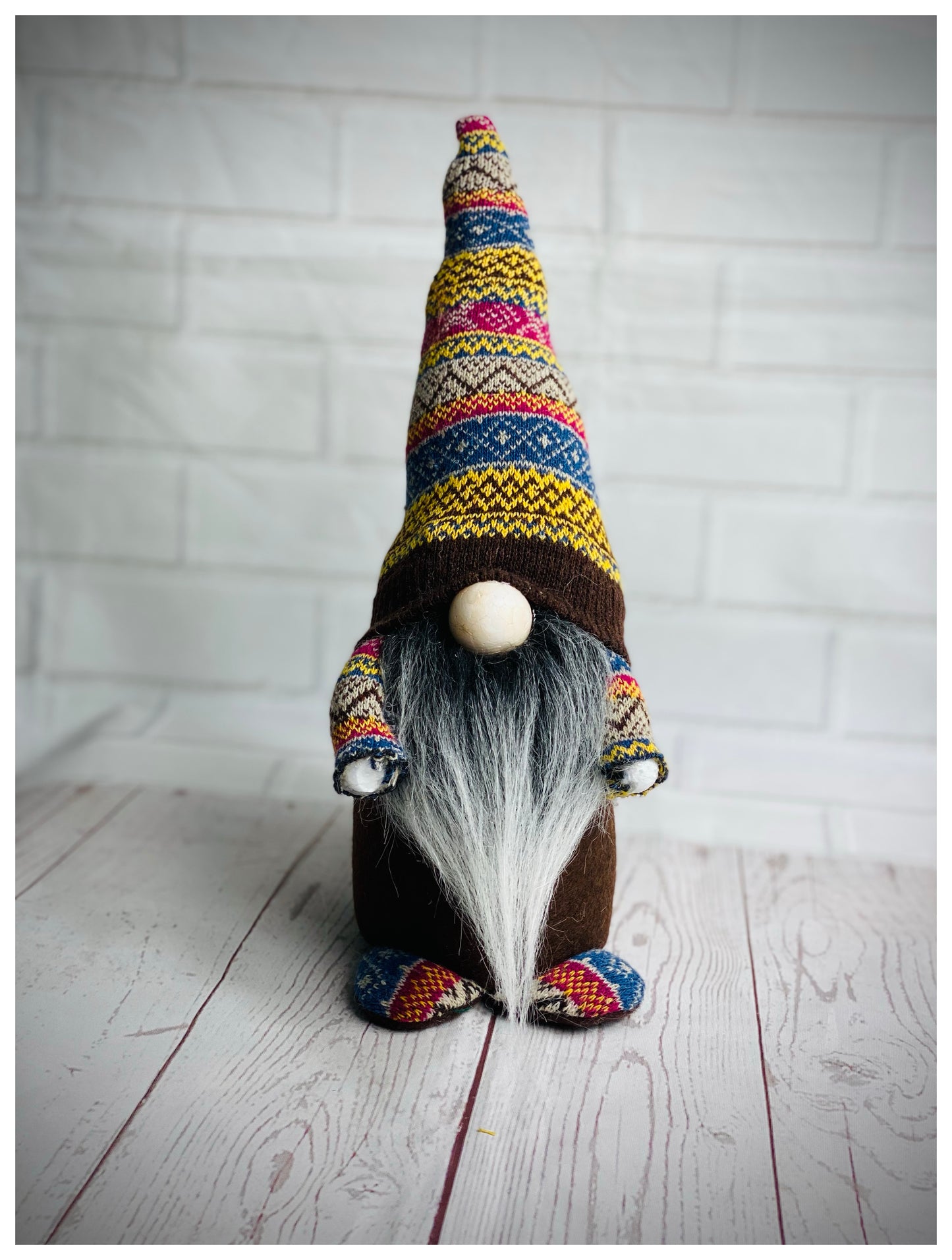 Handmade Winter Brown Nordic Gnome, Gonk, Swedish Tomte