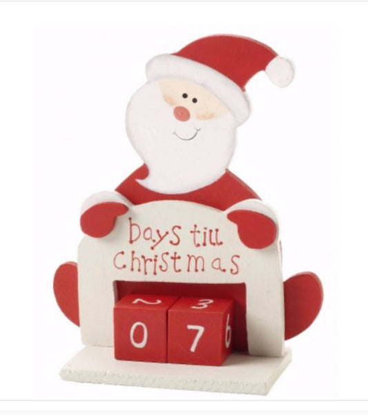 Countdown to Christmas Wooden Santa, 13cm