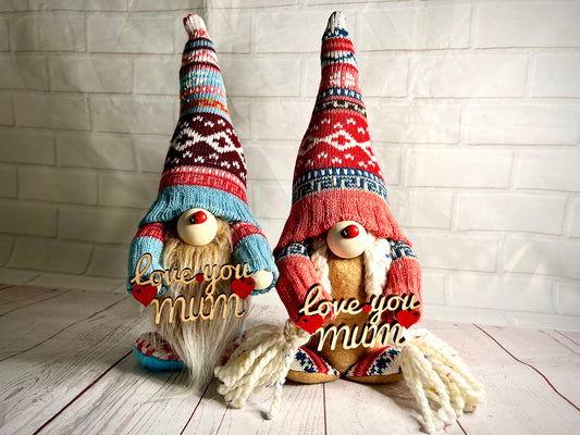 Handmade Love you mum Gonk, Nordic, Gnome, Swedish Tomte