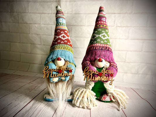 Handmade Love you Mummy Gonk, Nordic Gnome, Swedish Tomte