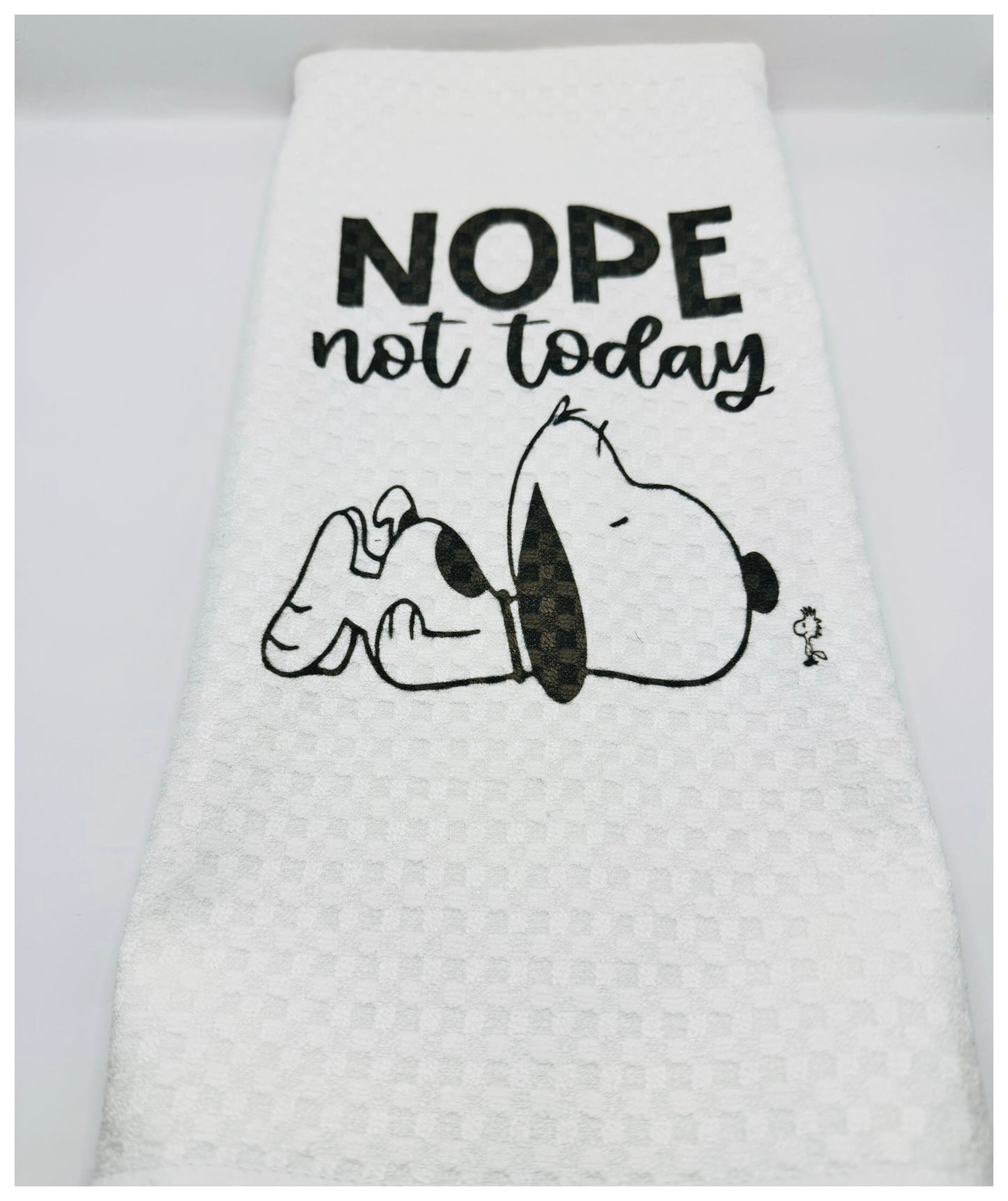 Nope Not today Snoopy Waffle Weave Tea Towel