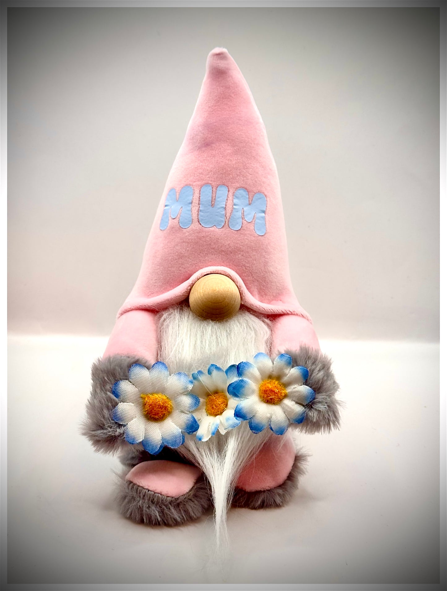 Handmade Super soft Mum Nordic Gnome with Daisy chain, Gonk, Swedish Tomte