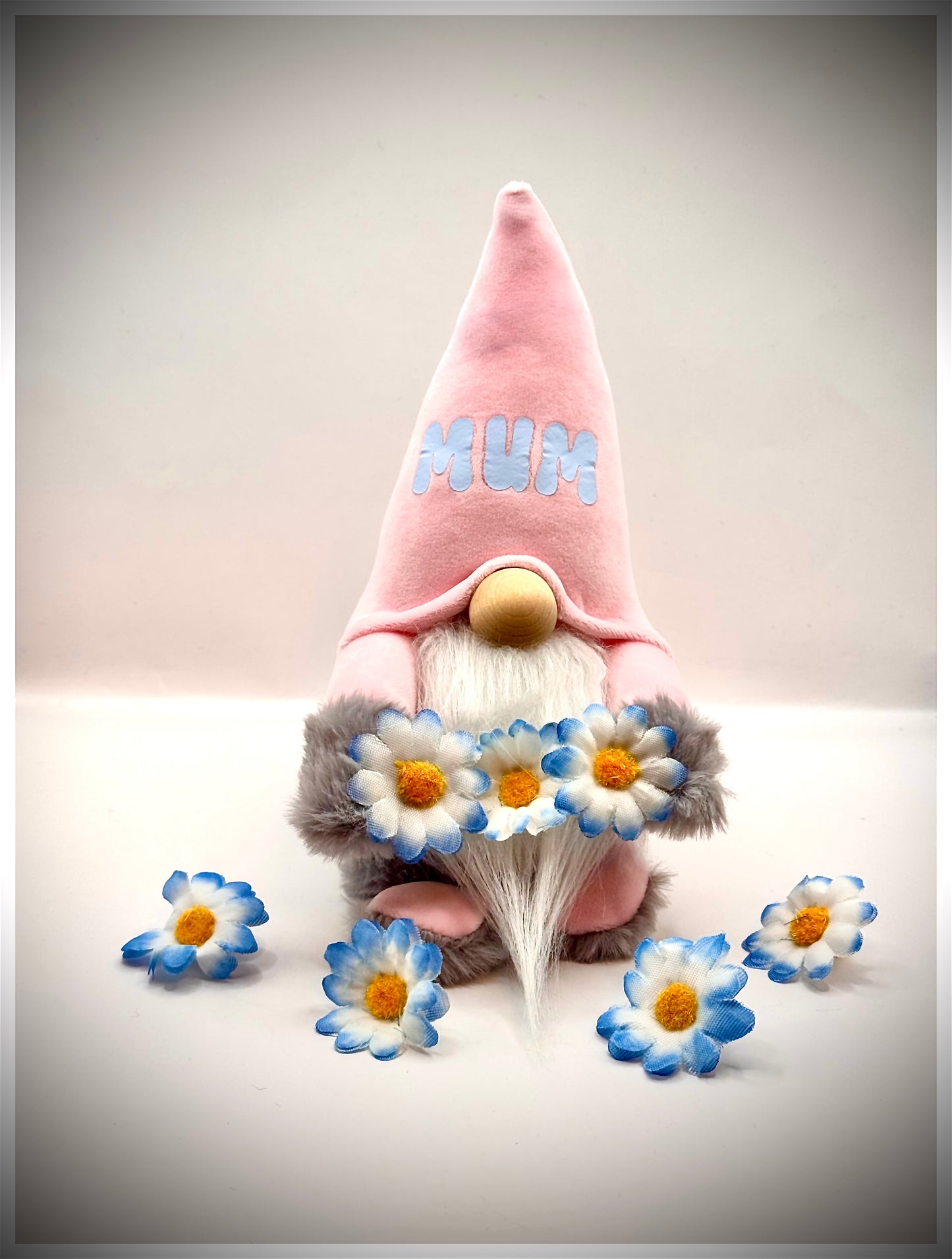 Handmade Super soft Mum Nordic Gnome with Daisy chain, Gonk, Swedish Tomte