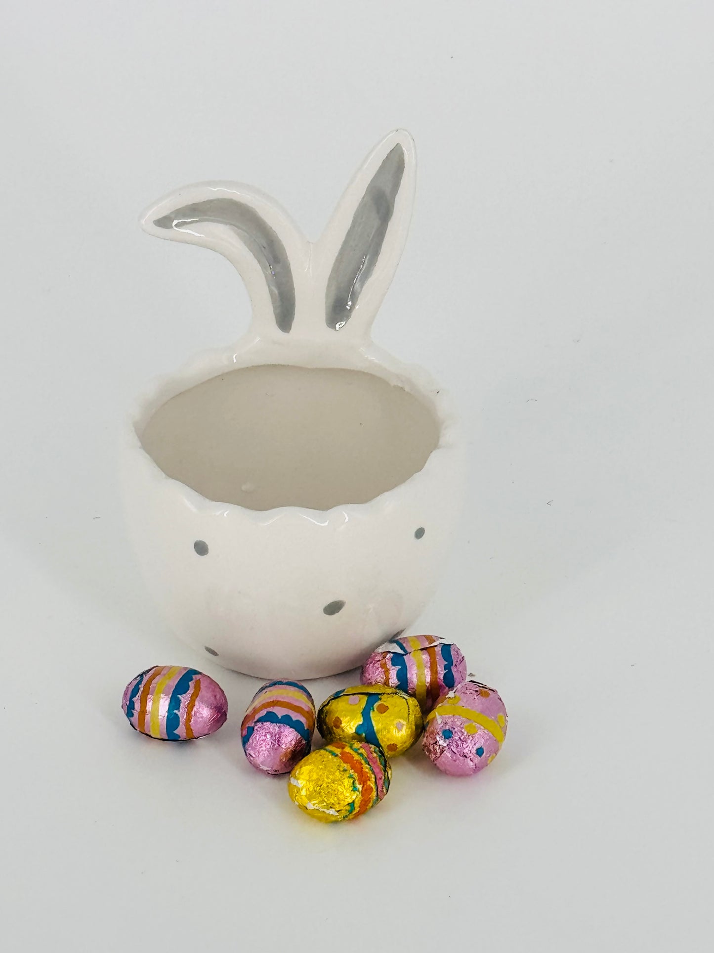 Large Ceramic Rabbit Ears Egg Cup, Easter Decor, Easter Display, 11cm