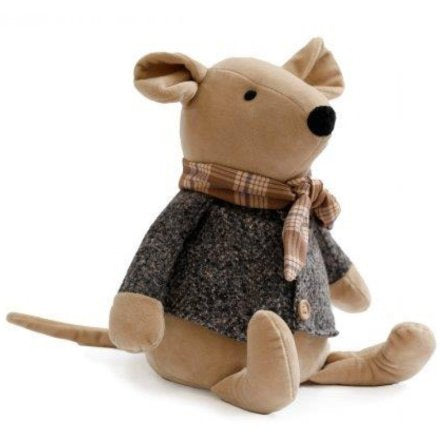 Cute Fabric Mouse Doorstop with Scarf and Jacket
