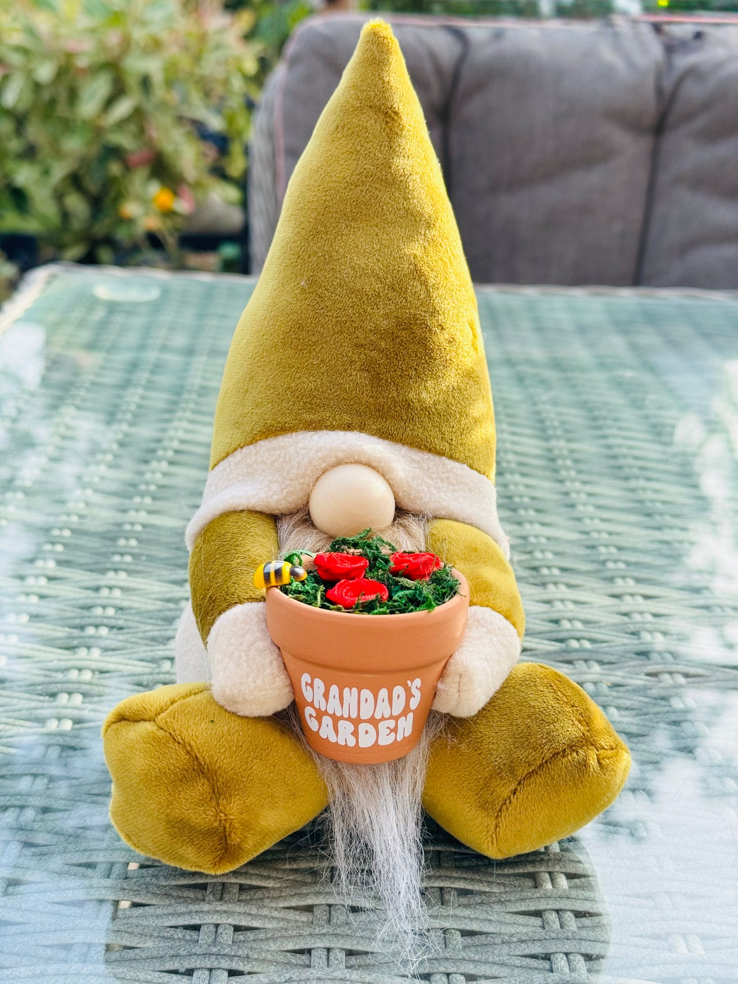 Sitting Grandad’s Garden Gonk with Terracotta Plant Pot