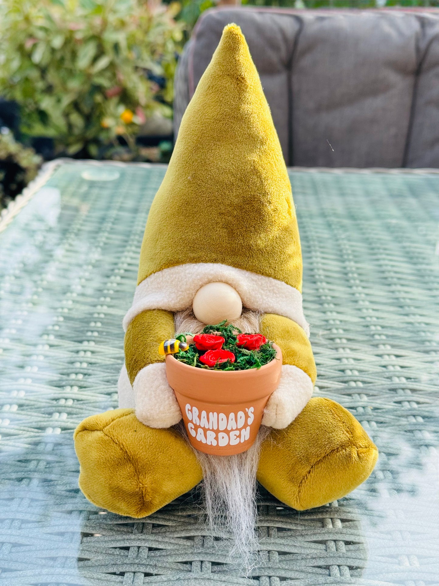 Sitting Grandad’s Garden Gonk with Terracotta Plant Pot