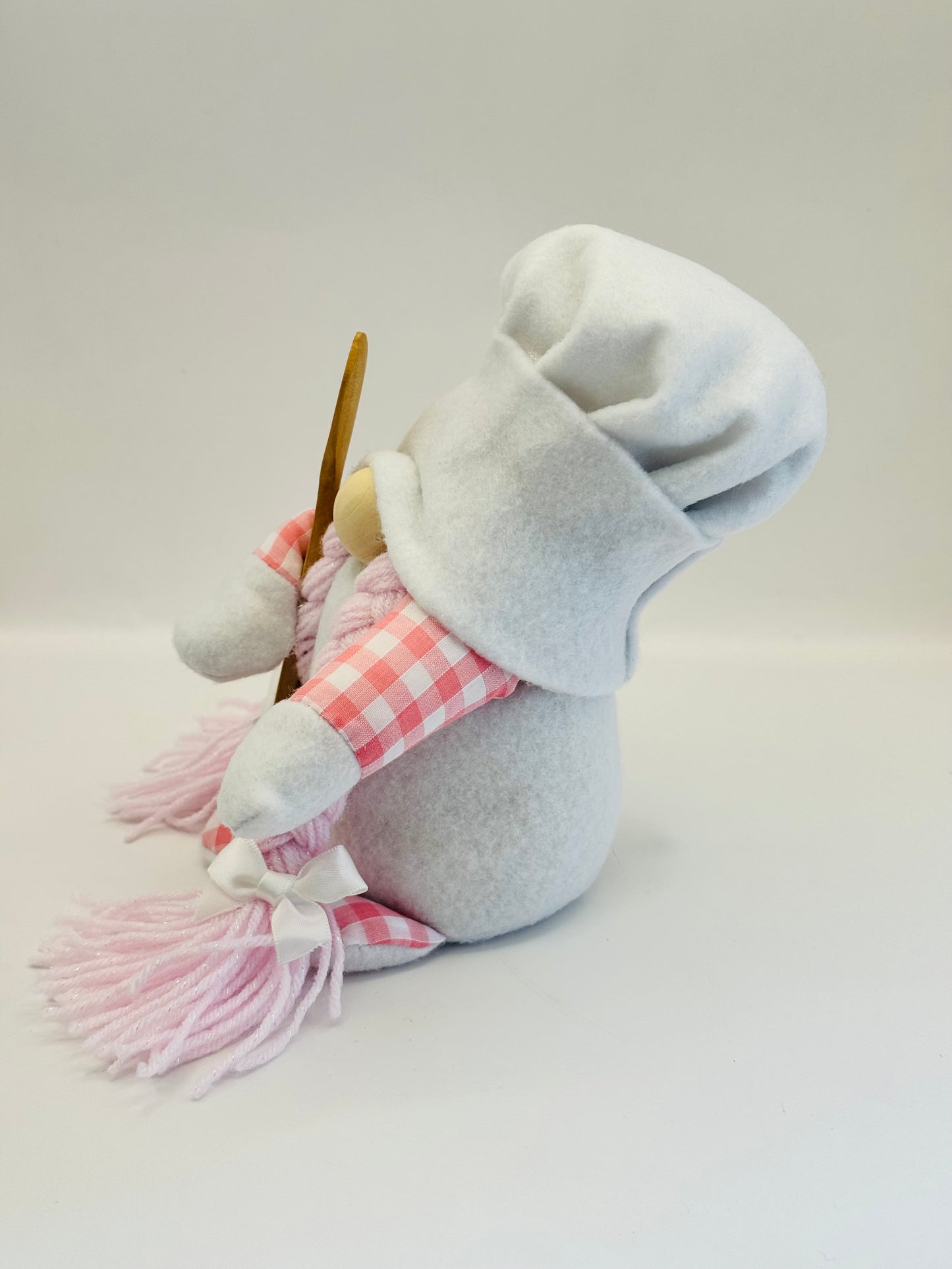 Handmade Personalised Chef Gonk, With Pink Platts and Spoon