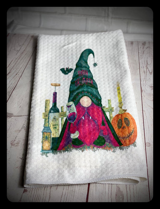 Handmade Vampire Waffle Weave Tea Towel, Gonk, Gnome, Nordic Gnome, Swedish Tomte