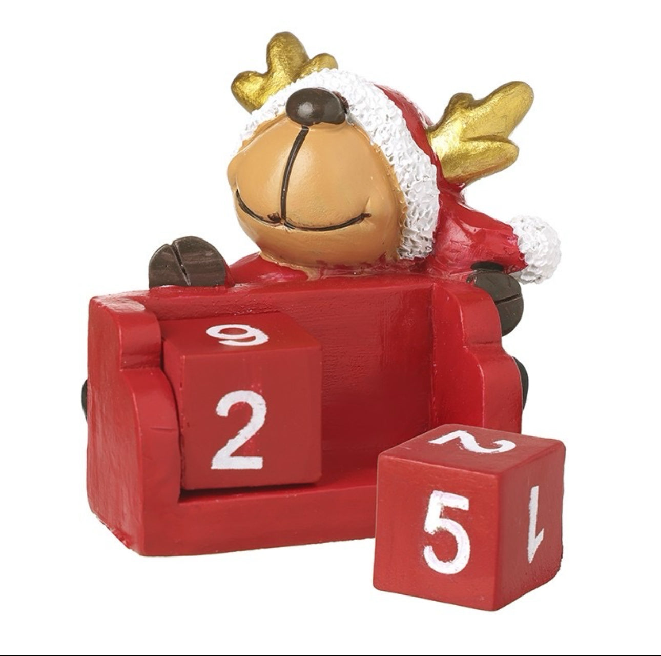 Mini Red Reindeer Ceramic Christmas Countdown 7cm x 6.5cm