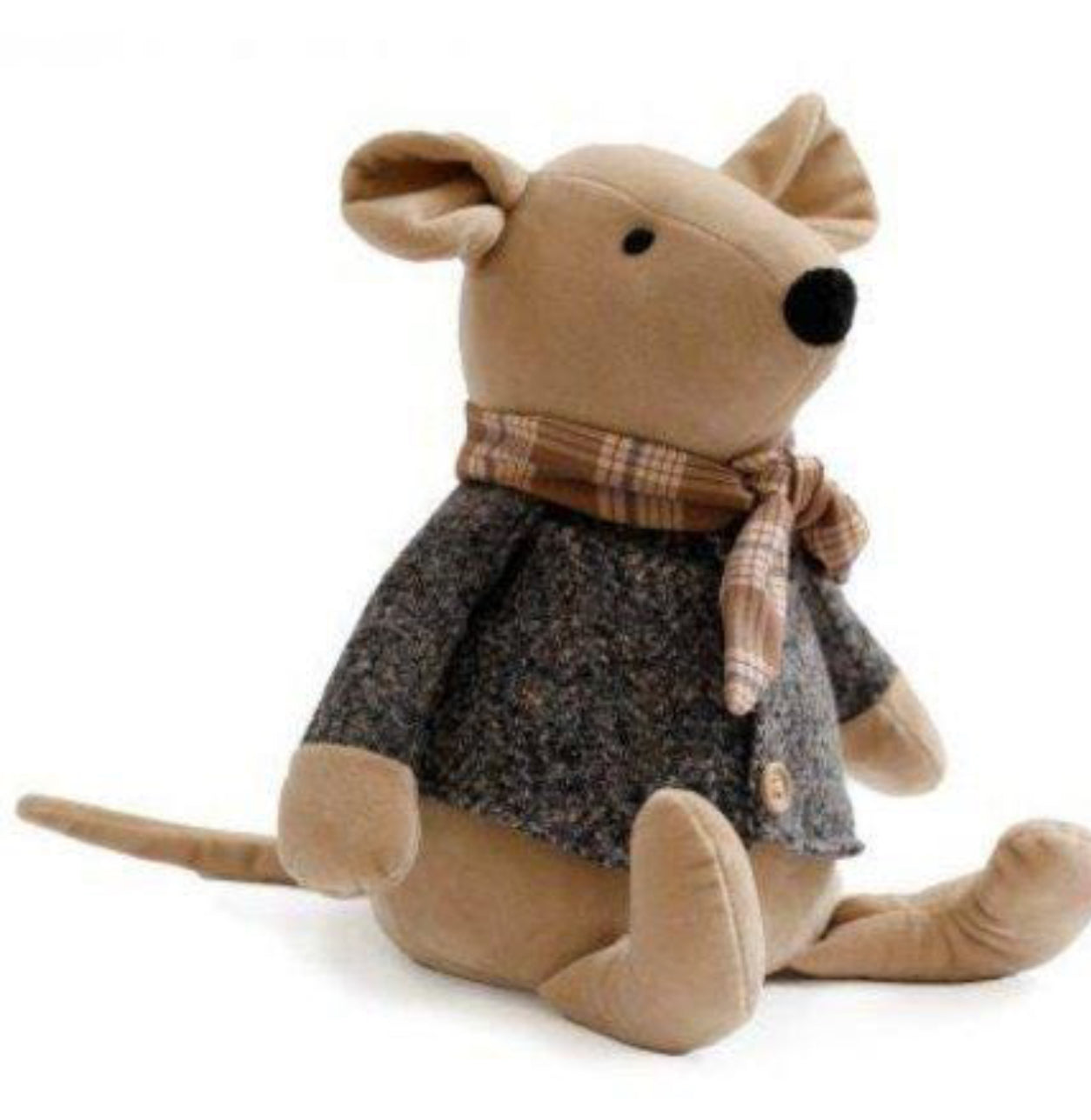 Cute Fabric Mouse Doorstop with Scarf and Jacket