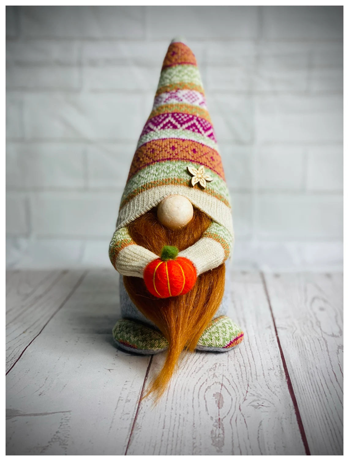 Autumn Nordic Gnome With Pumpkin, Gonk, Swedish Tomte