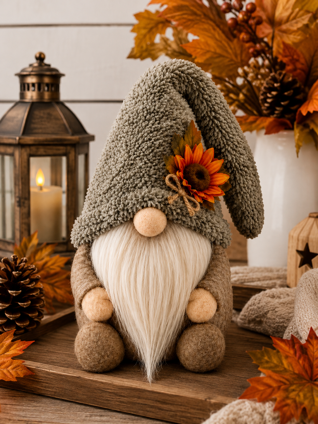 Handmade Autumn Sunflower Gnome
