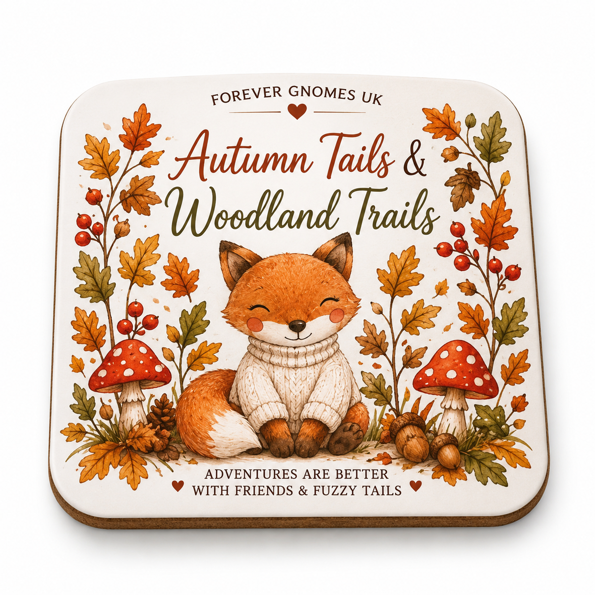 Autumn Fox Coaster | Woodland Fox Gift | Ceramic Coaster | Autumn Home Decor | Cute Fox Gift | Cosy Woodland Decor