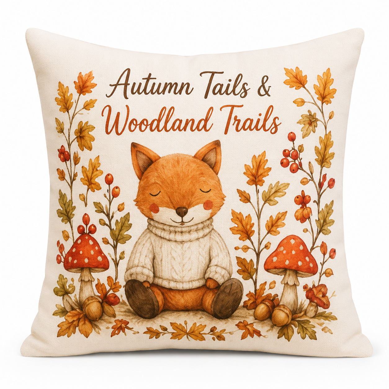 Autumn Tails & Woodland Trails Fox Cushion – 40 x 40cm